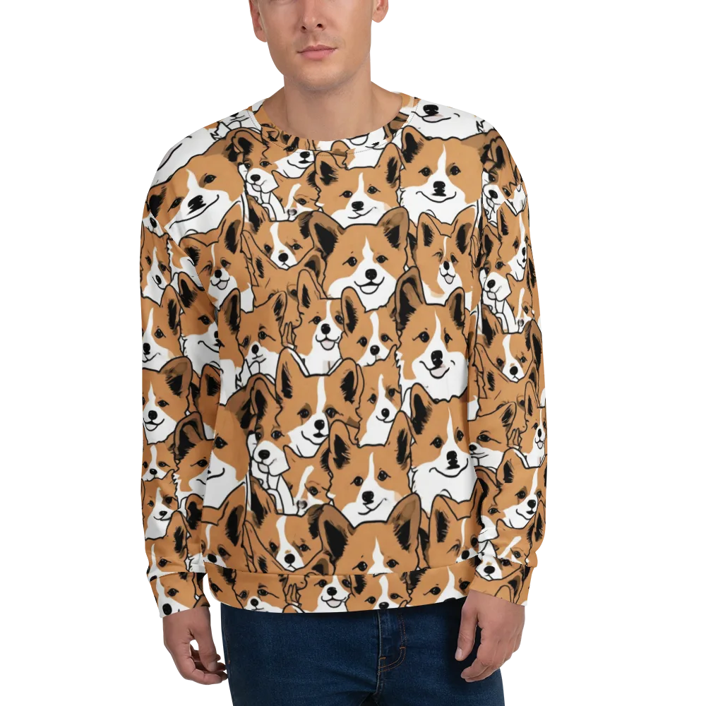 Corgi Crowd on Sweatshirt — Front