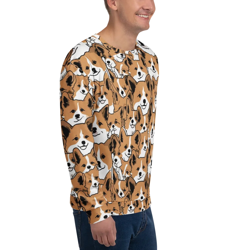 Corgi Crowd on Sweatshirt — Right Front