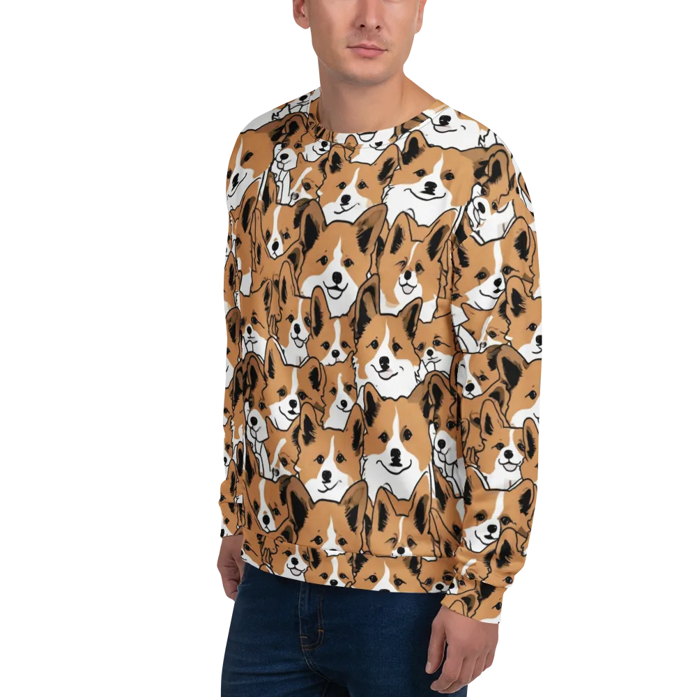 Corgi Crowd on Sweatshirt — Left Front