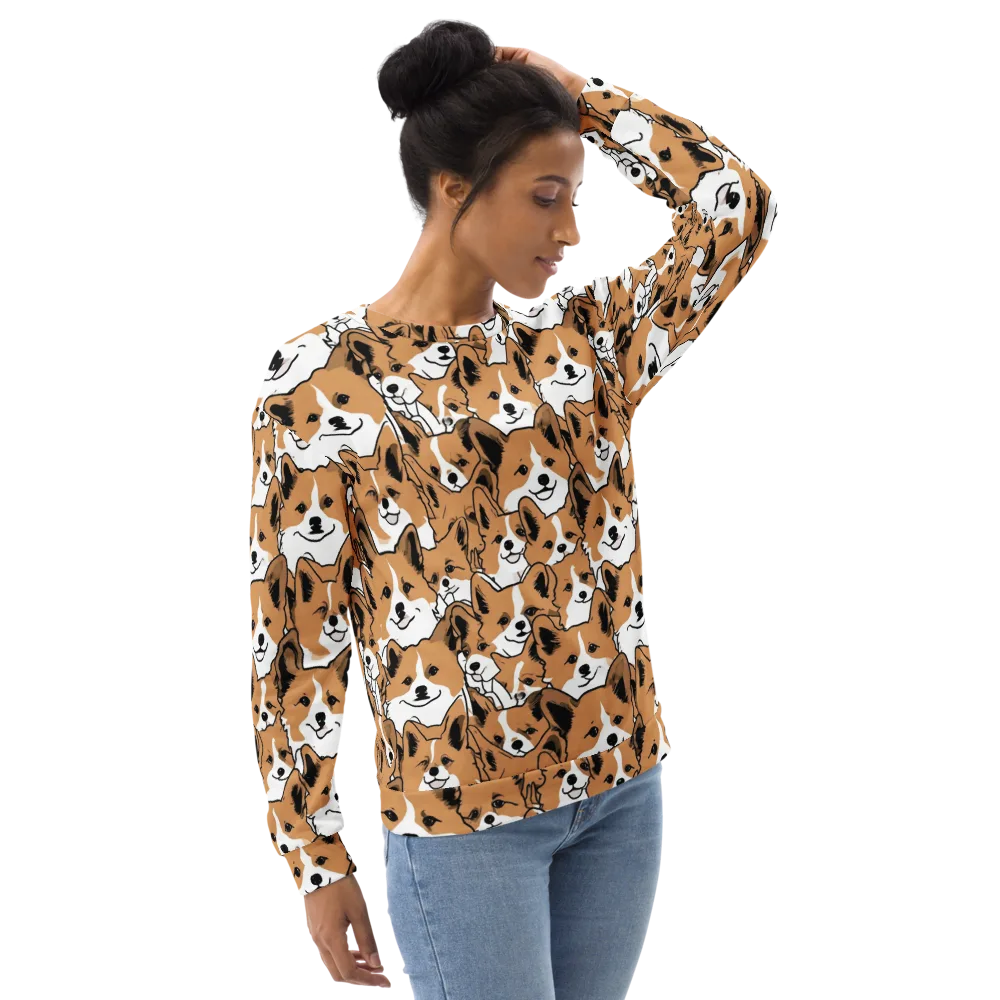 Corgi Crowd on Sweatshirt — Right Front