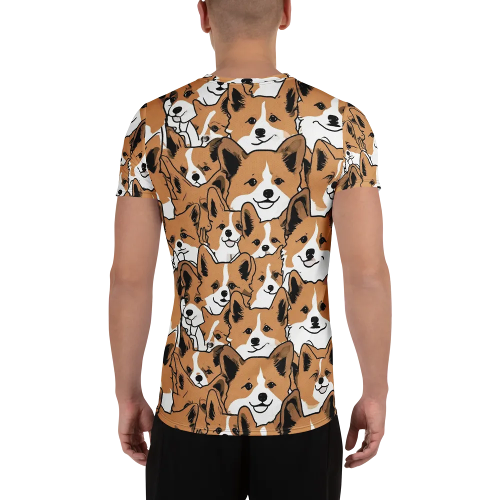 Corgi Crowd on Men's Athletic T-Shirt — Back