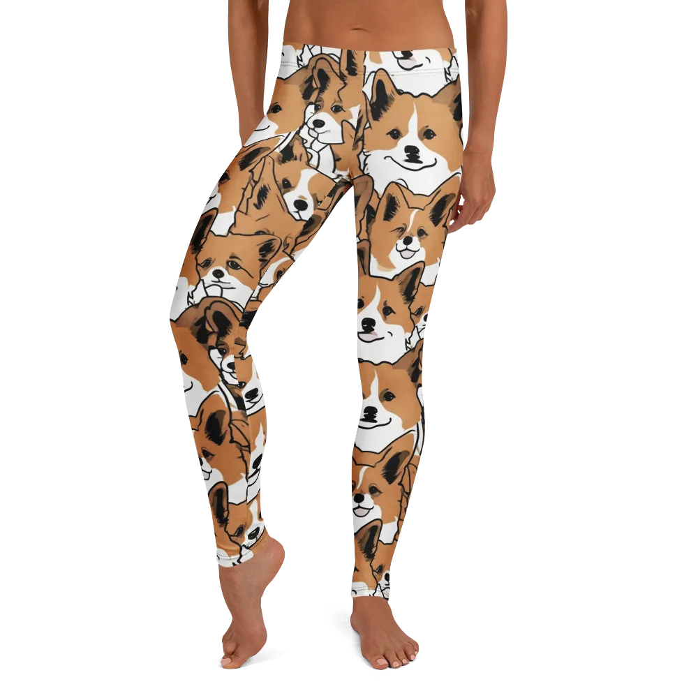 Corgi Crowd on Leggings — Front