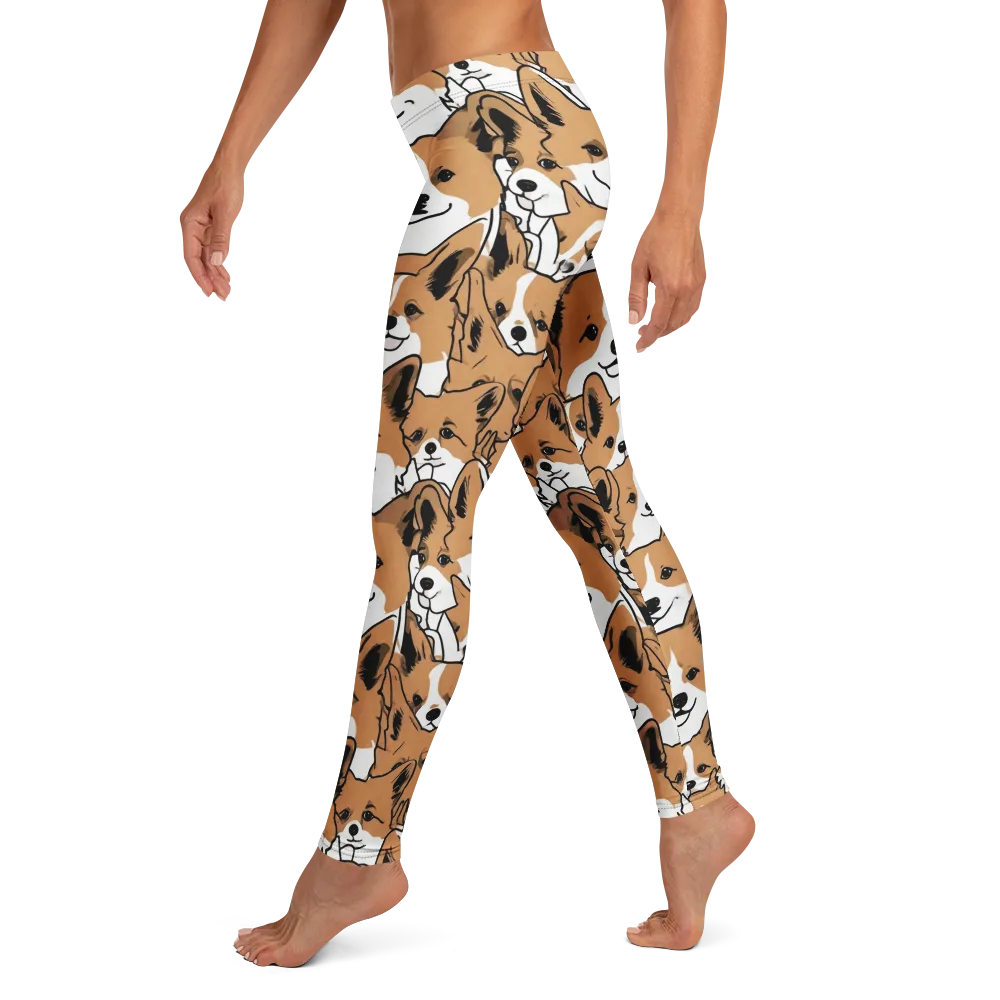 Corgi Crowd on Leggings — Left