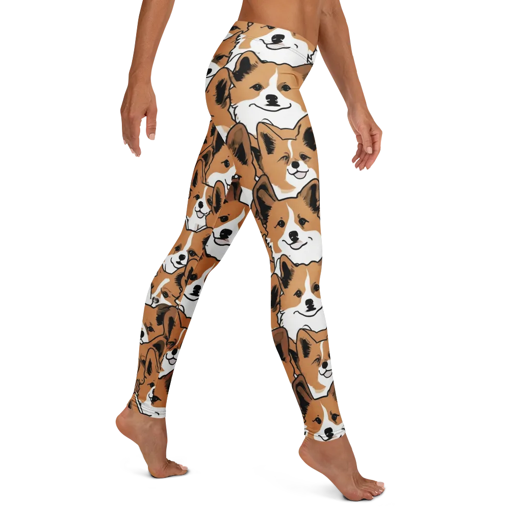 Corgi Crowd on Leggings — Right