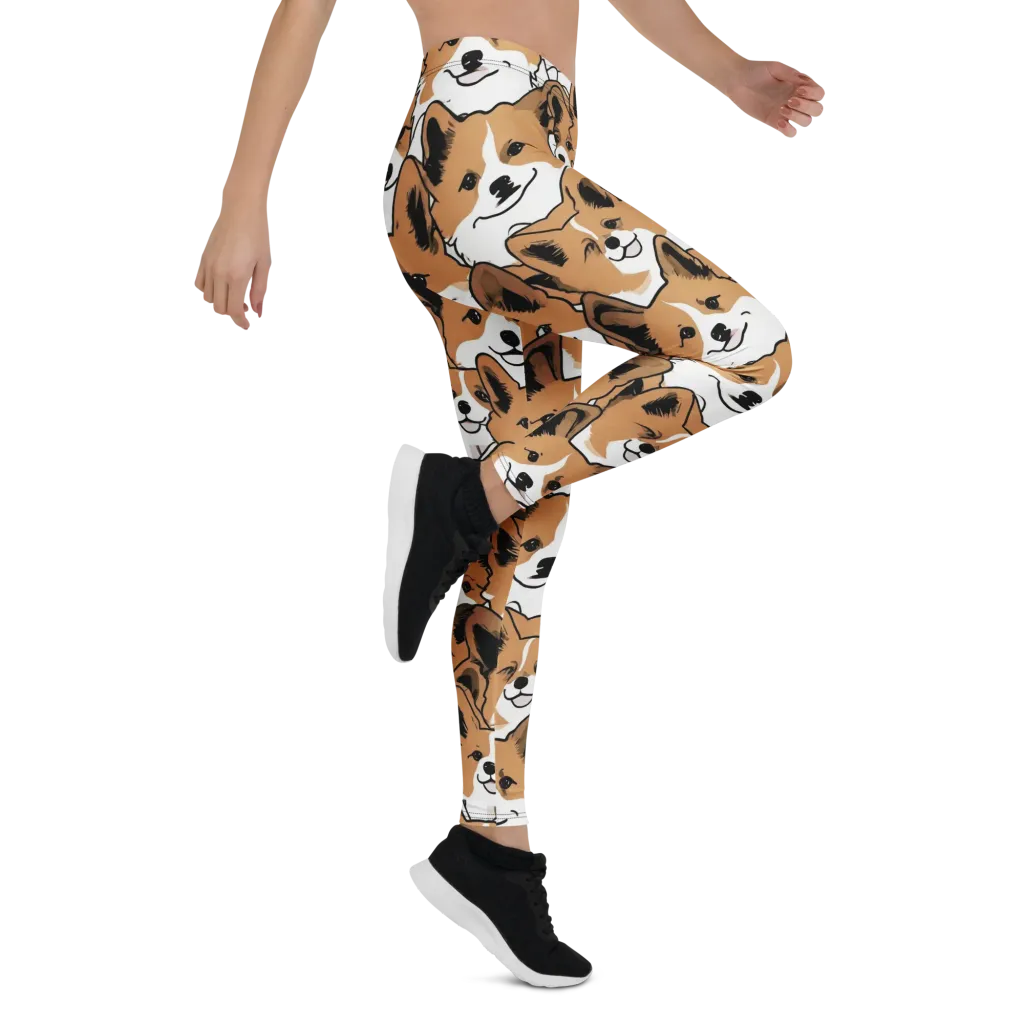 Corgi Crowd on Leggings — Right