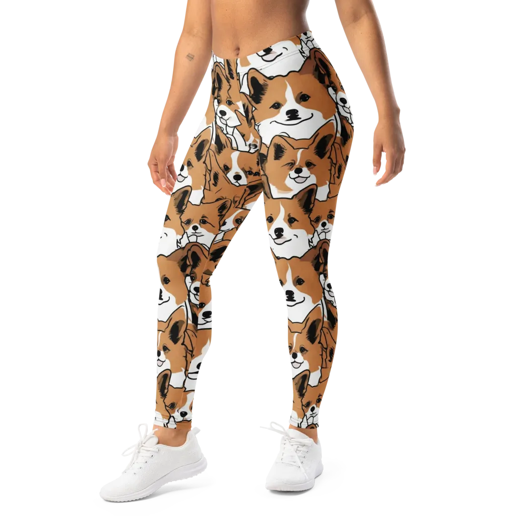 Corgi Crowd on Leggings — Left Front