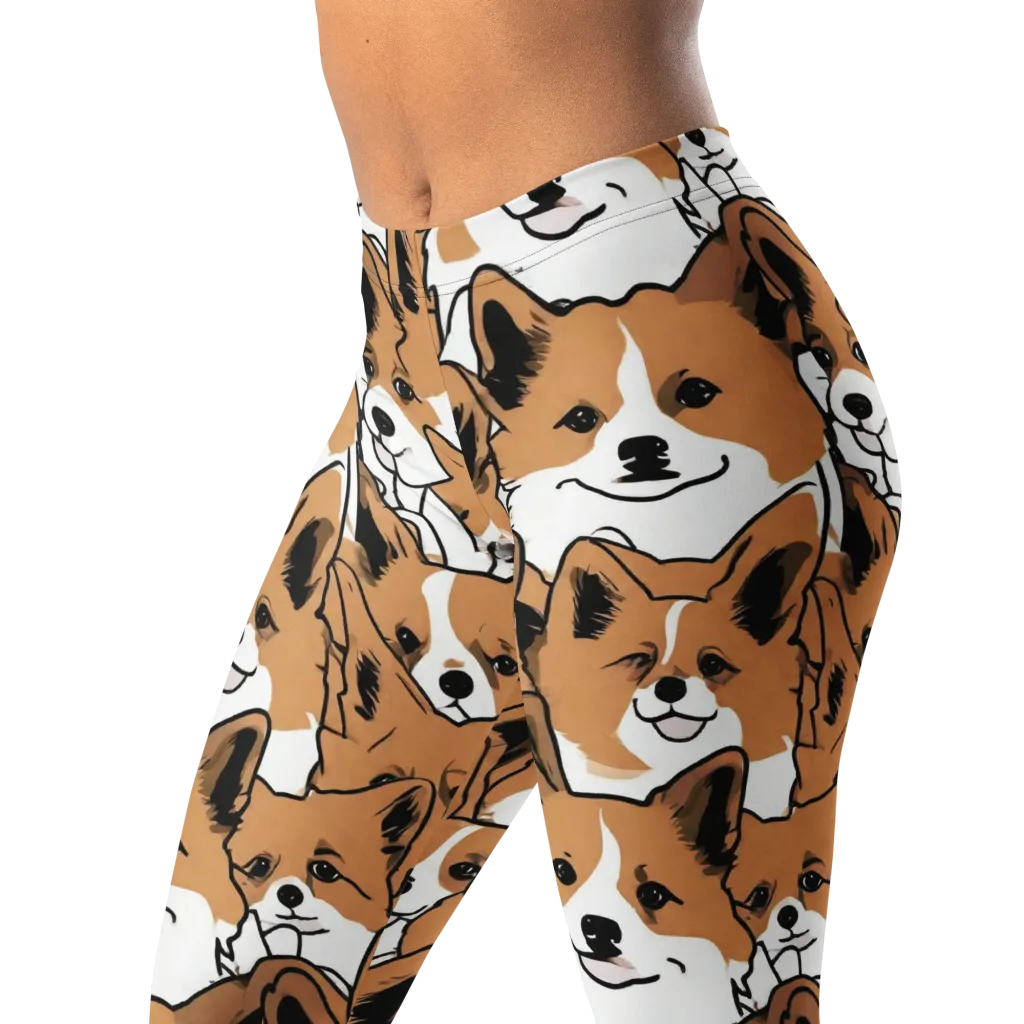 Corgi Crowd on Leggings — Left Front