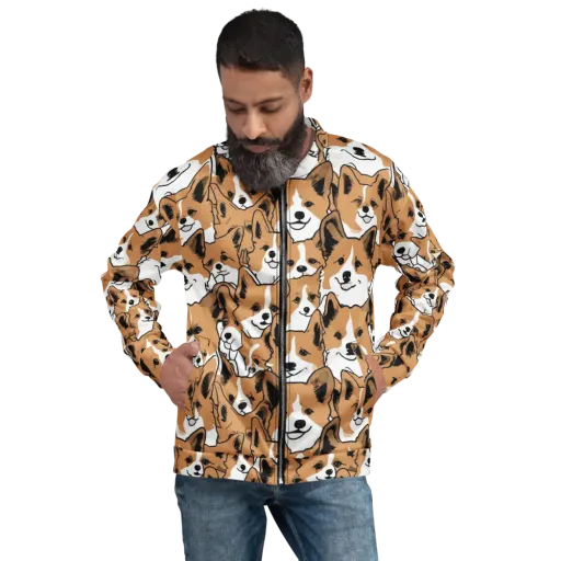 Corgi Crowd on a Bomber Jacket