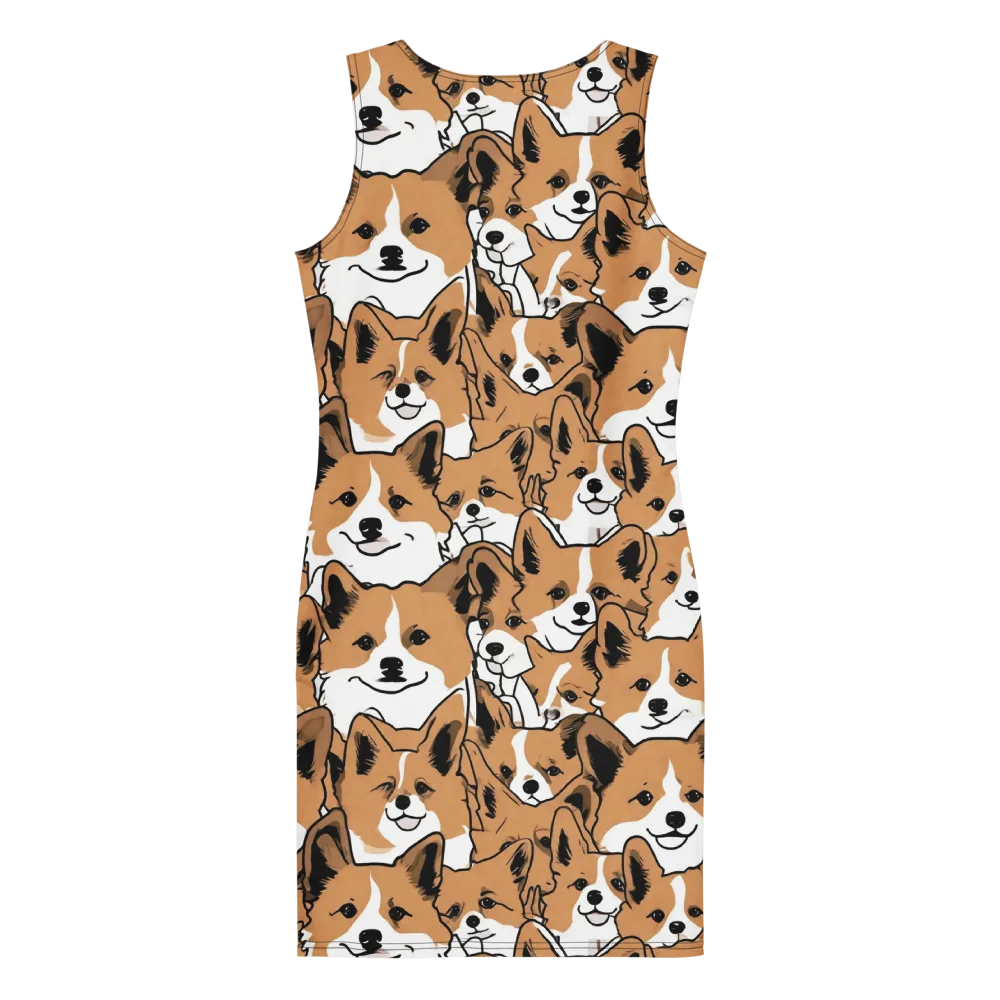 Corgi Crowd on Bodycon Dress — Back