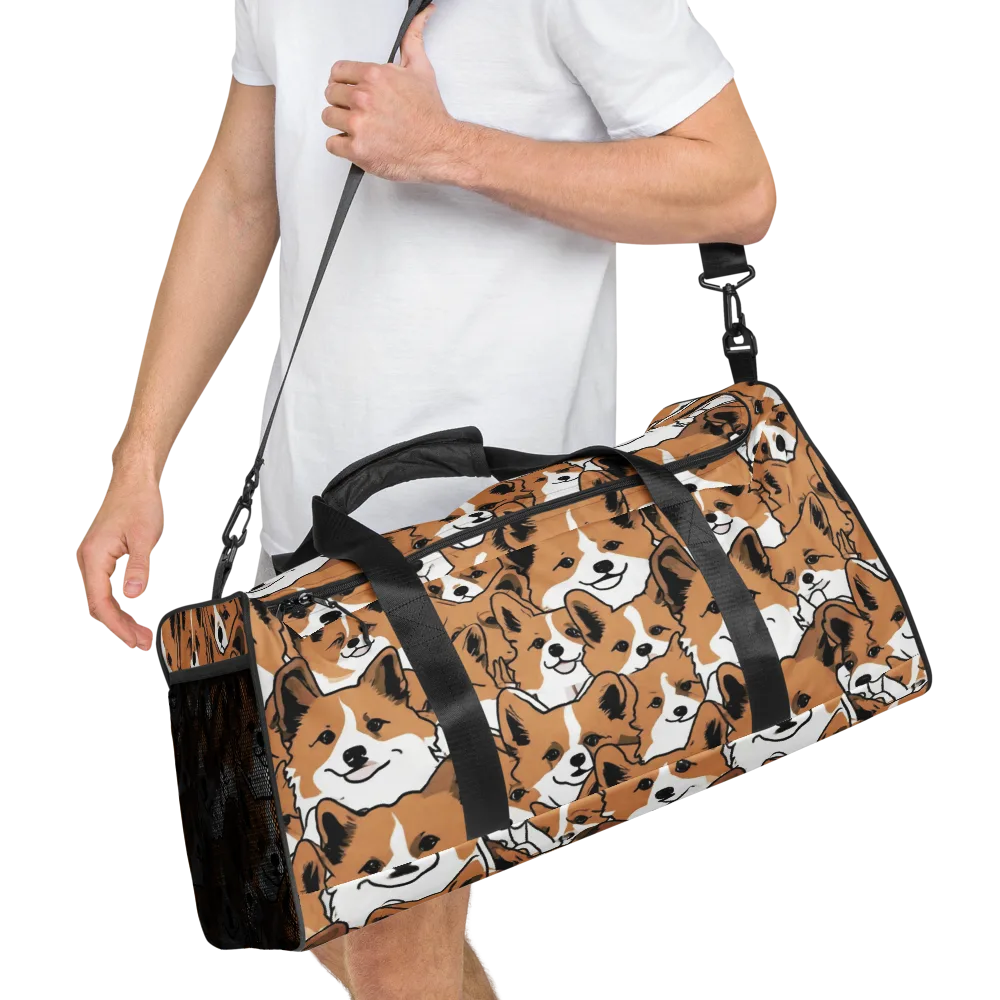 Corgi Crowd on Duffle Bag — Right Front