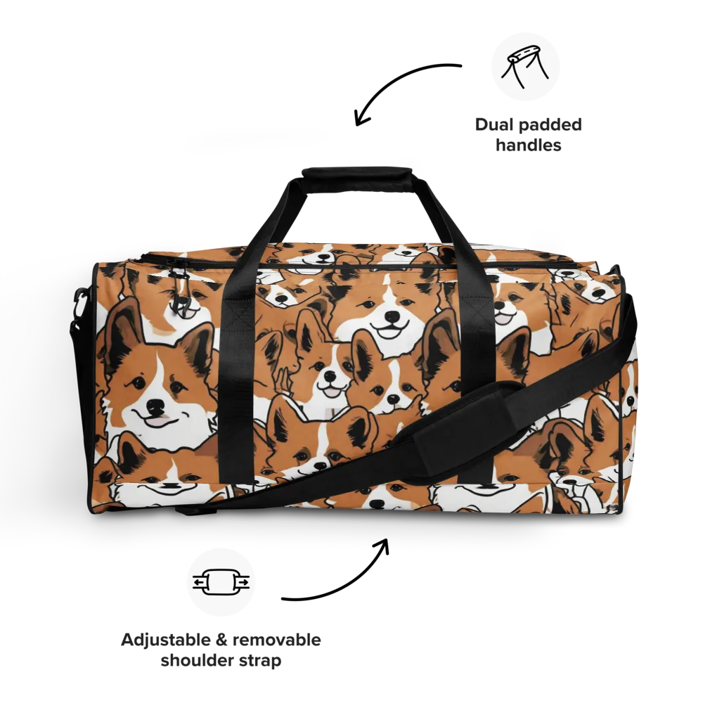 Corgi Crowd on Duffle Bag — Front
