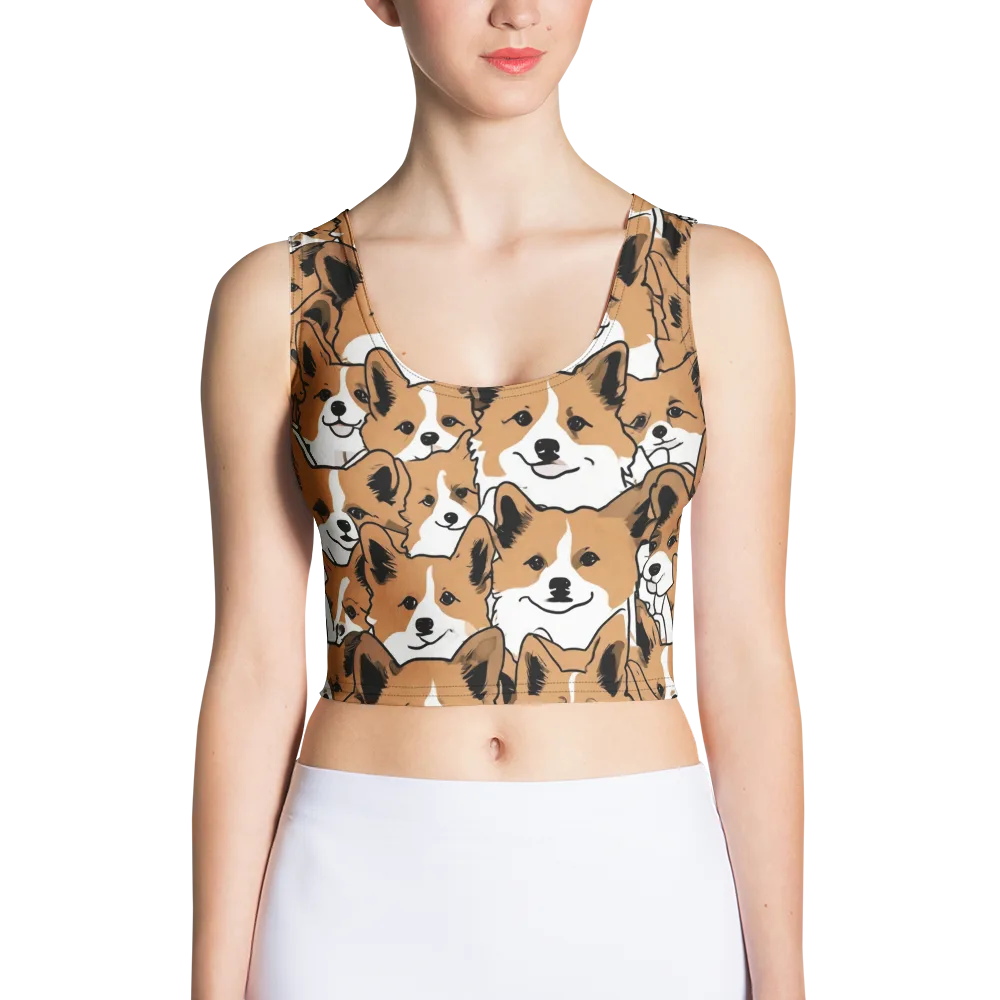 Corgi Crowd on Crop Top — Front