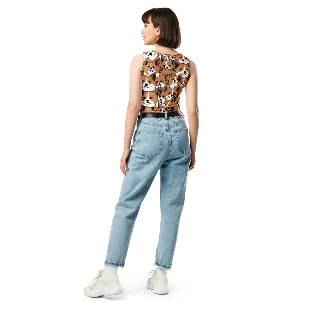 Corgi Crowd on Crop Top — Back