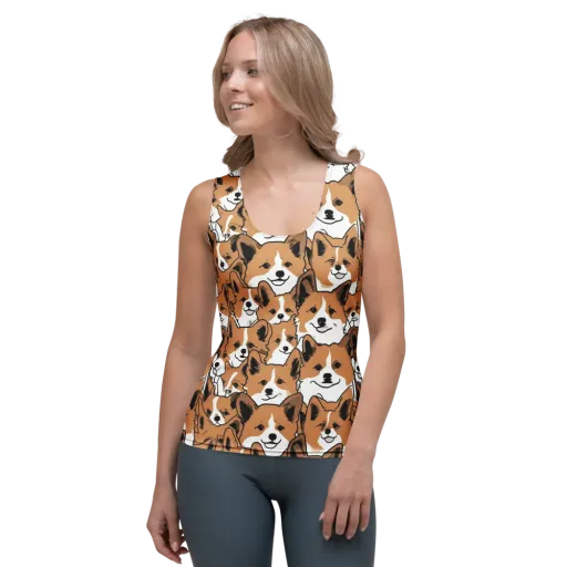 Corgi Crowd on a Women's Tank Top