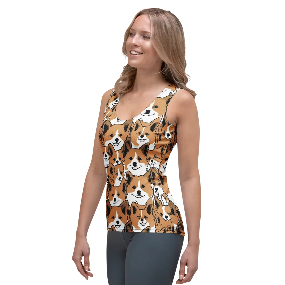 Corgi Crowd on Women's Tank Top — Left Front