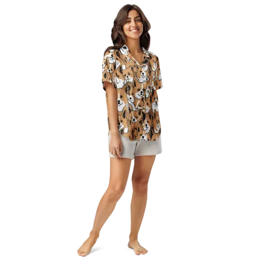 Corgi Crowd on a Women's Short Sleeve Pajama Top