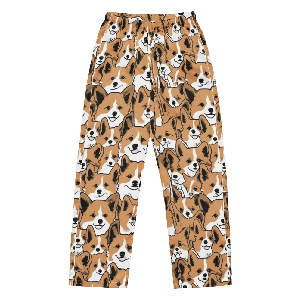 Corgi Crowd on Women's Pajama Pants — Front