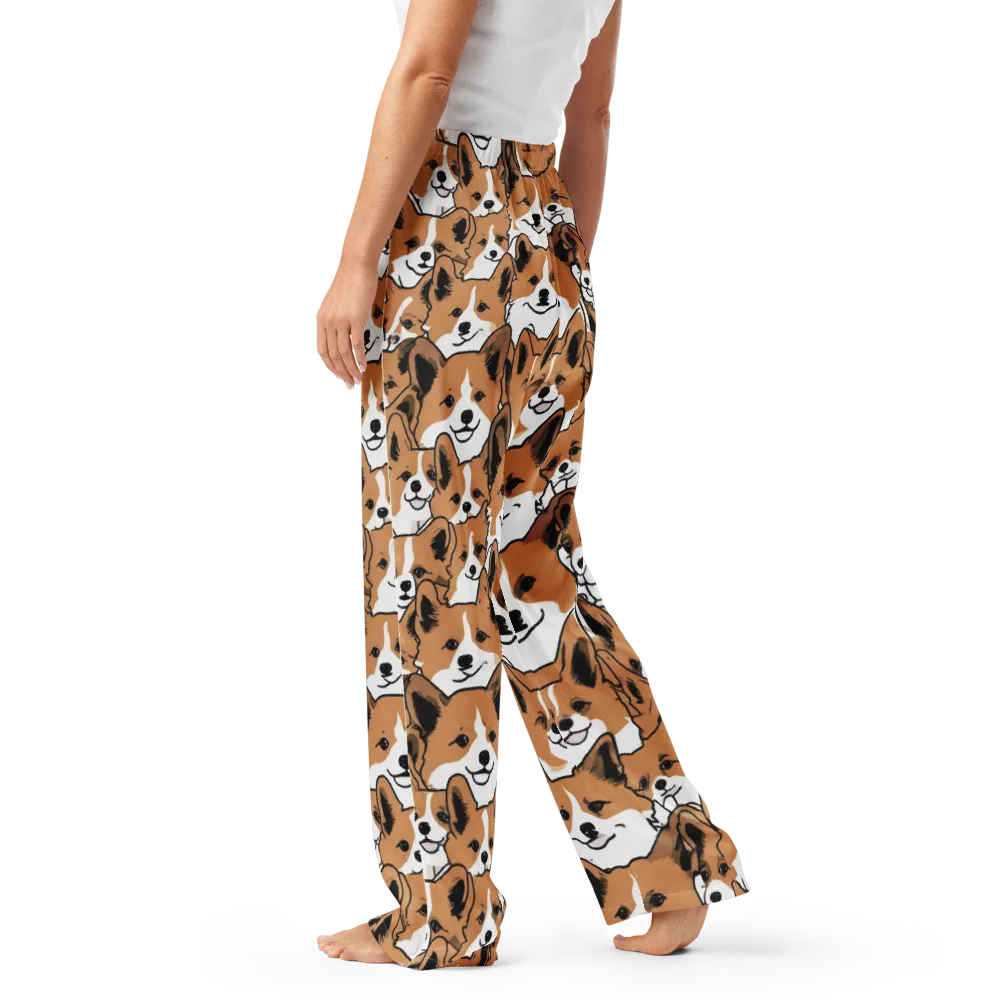 Corgi Crowd on Women's Pajama Pants — Left