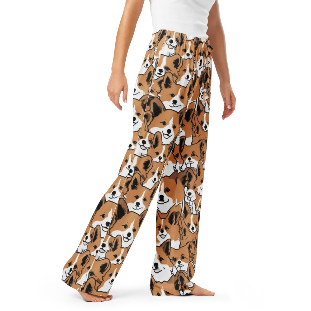 Corgi Crowd on Women's Pajama Pants — Right Front