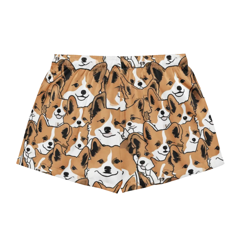 Corgi Crowd on Women's Pajama Shorts — Back