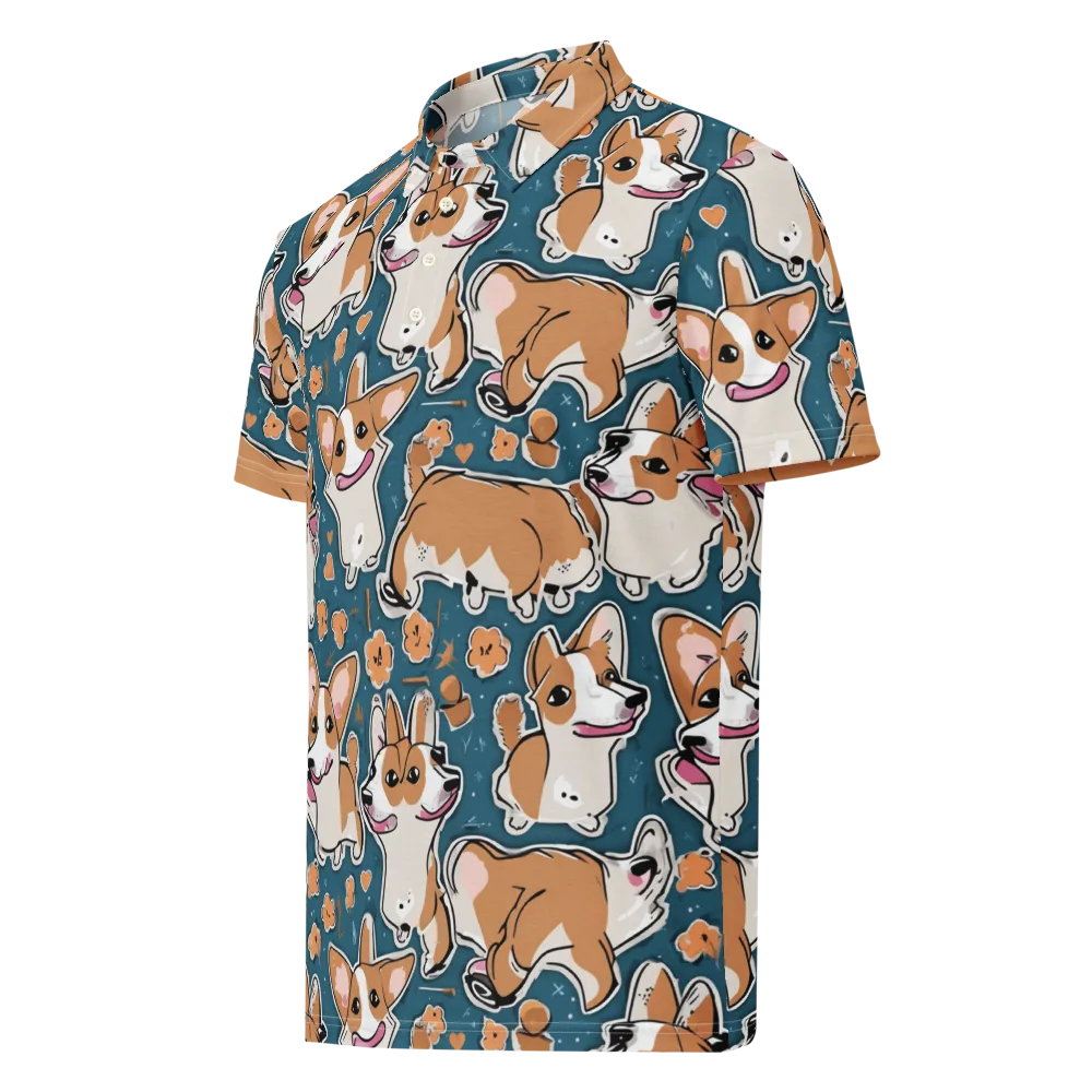Corgi Confetti on Men's Slim Fit Polo Shirt — Left Front