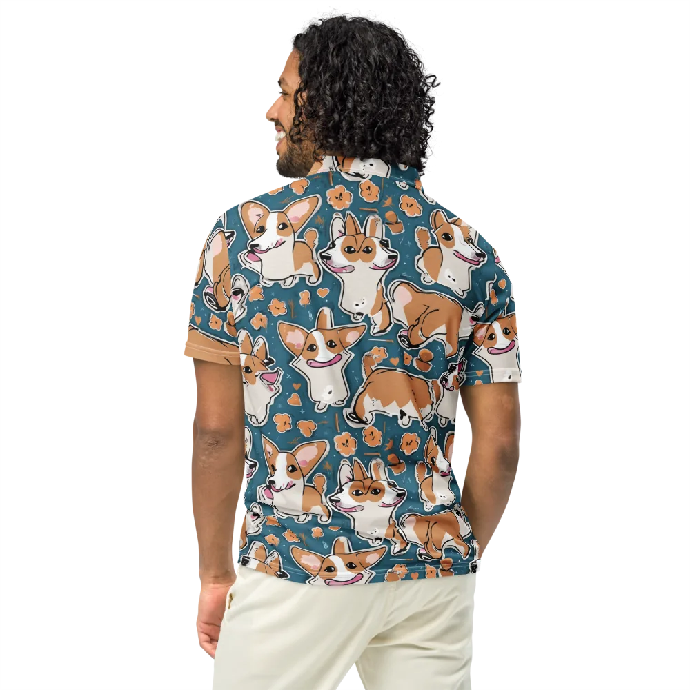 Corgi Confetti on Men's Slim Fit Polo Shirt — Back