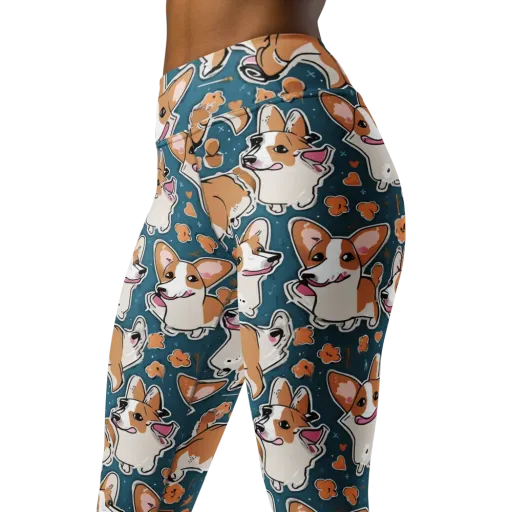 Corgi Confetti on a Yoga Leggings