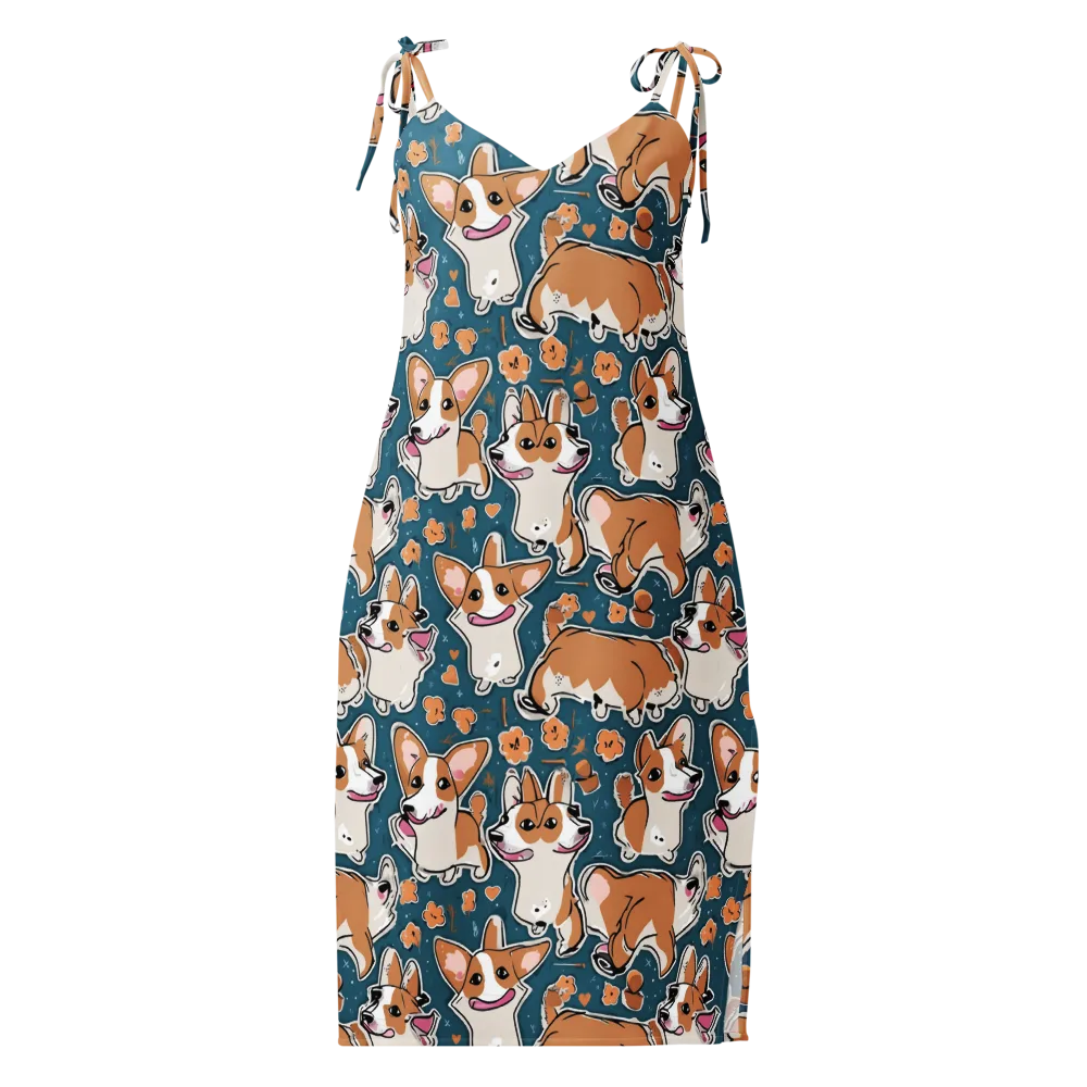 Corgi Confetti on Slip Dress — Front