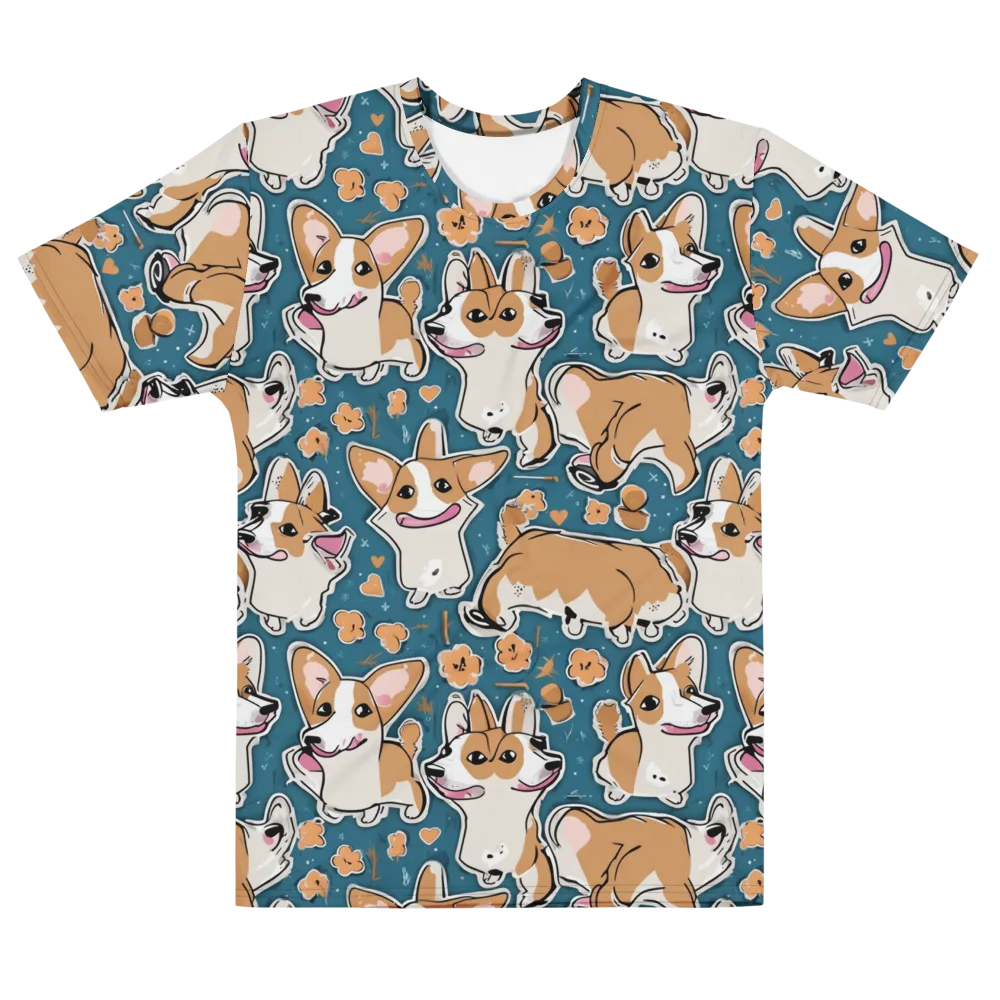 Corgi Confetti on Men's Cotton Crew Neck T-Shirt — Front