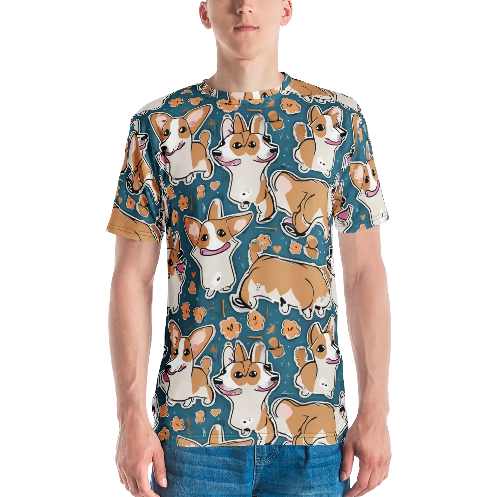 Corgi Confetti on Men's Crew Neck T-Shirt — Front