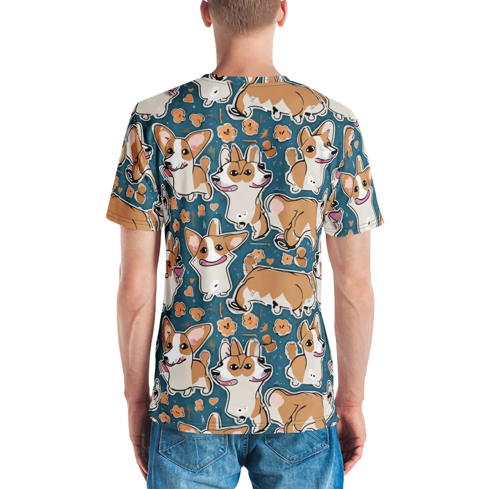 Corgi Confetti on Men's Crew Neck T-Shirt — Back