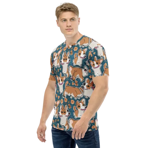 Corgi Confetti on a Men's Crew Neck T-Shirt