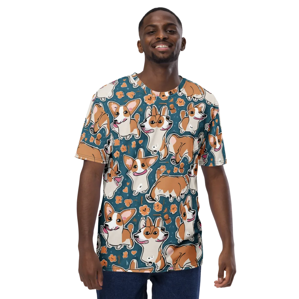 Corgi Confetti on Men's Crew Neck T-Shirt — Front