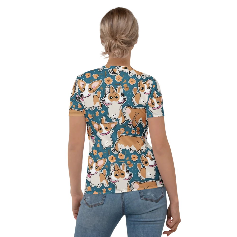 Corgi Confetti on Women's Crew Neck T-Shirt — Back