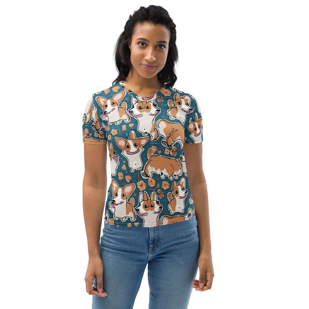 Corgi Confetti on Women's Crew Neck T-Shirt — Front