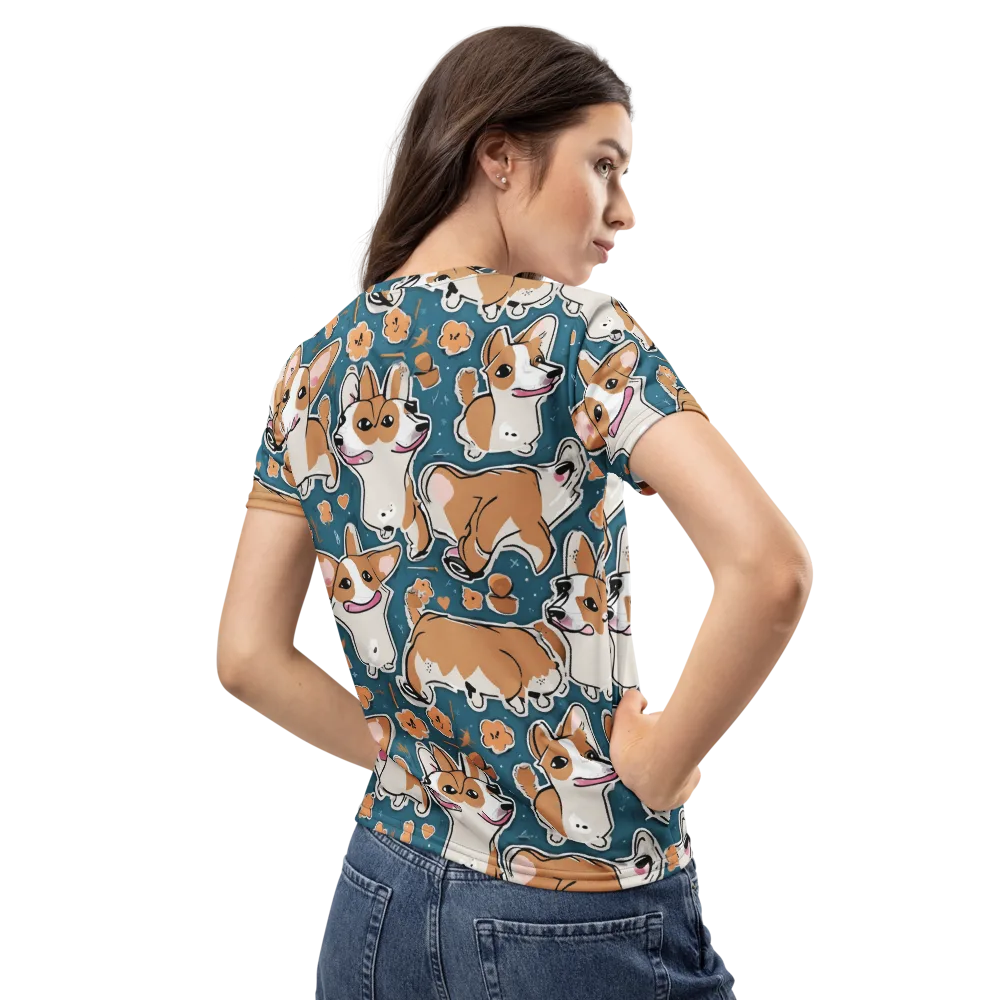 Corgi Confetti on Women's Crew Neck T-Shirt — Back