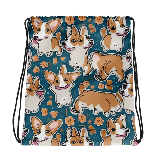 Corgi Confetti on a Drawstring Bag