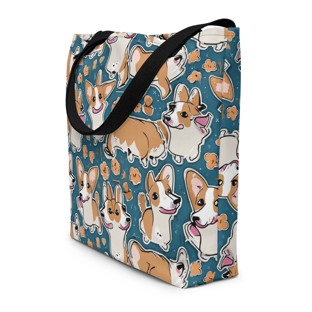 Corgi Confetti on Large Tote Bag W/ Pocket — Front