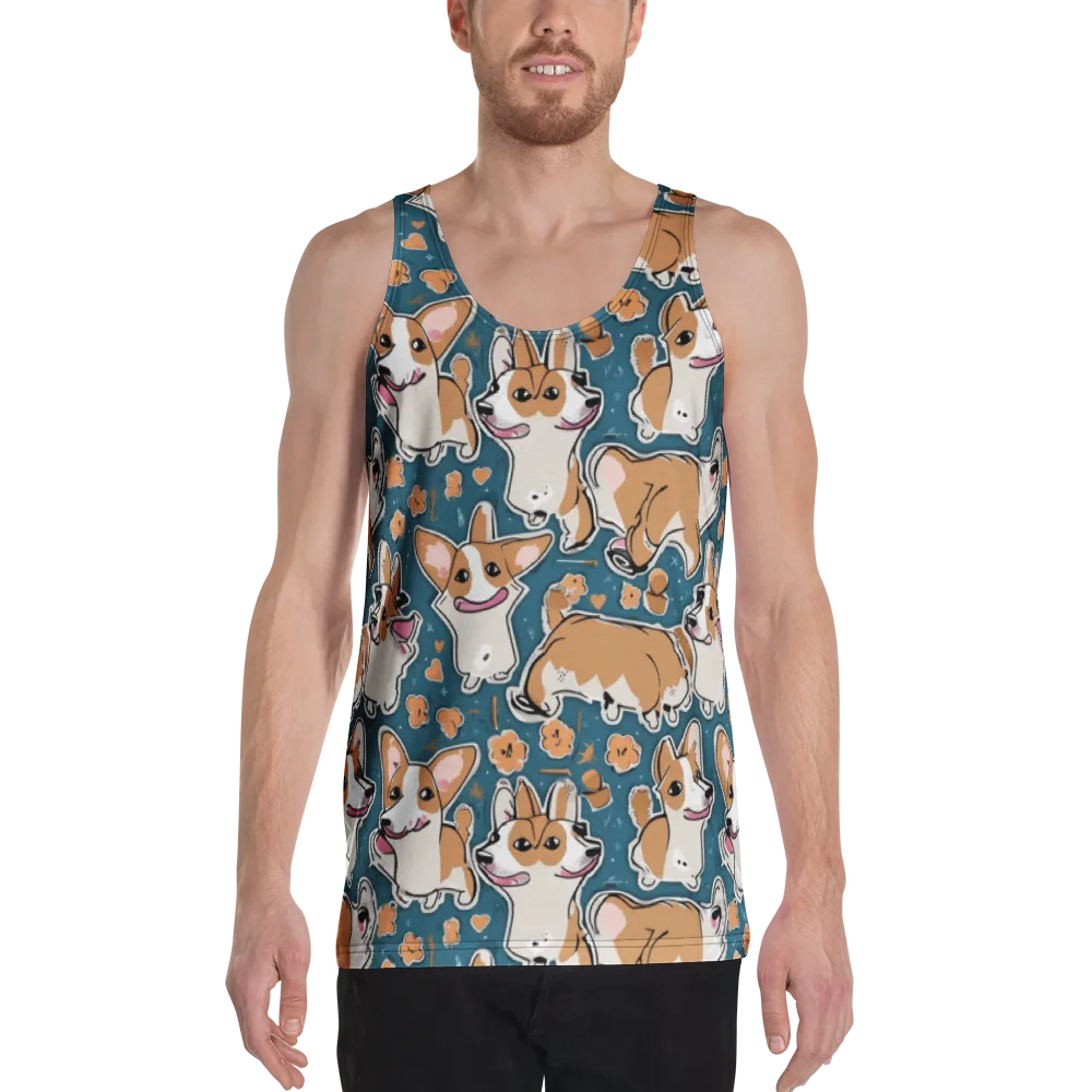 Corgi Confetti on Men's Tank Top — Front