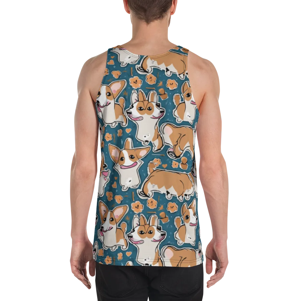 Corgi Confetti on Men's Tank Top — Back