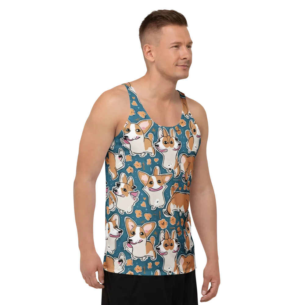 Corgi Confetti on Men's Tank Top — Right Front