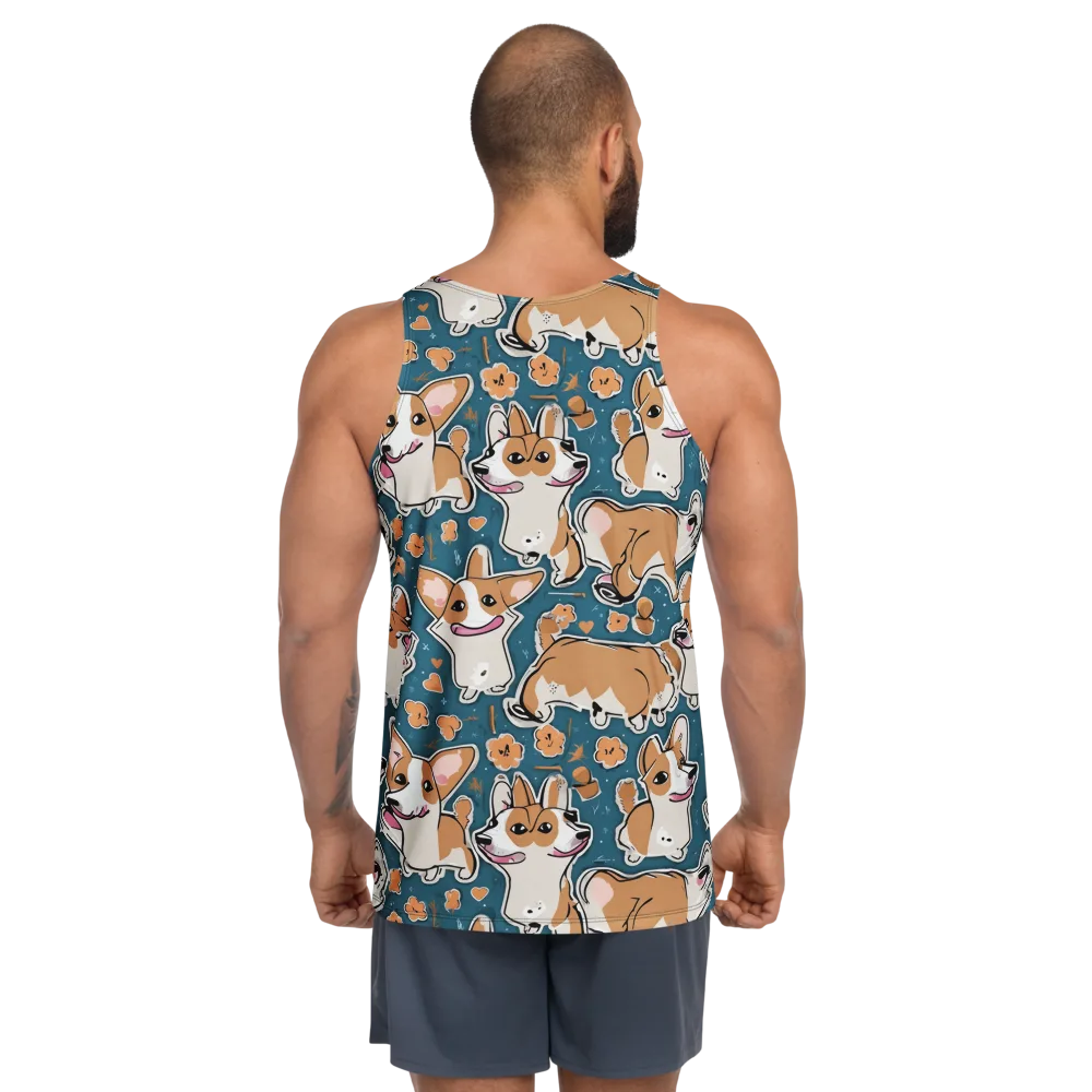 Corgi Confetti on Men's Tank Top — Back