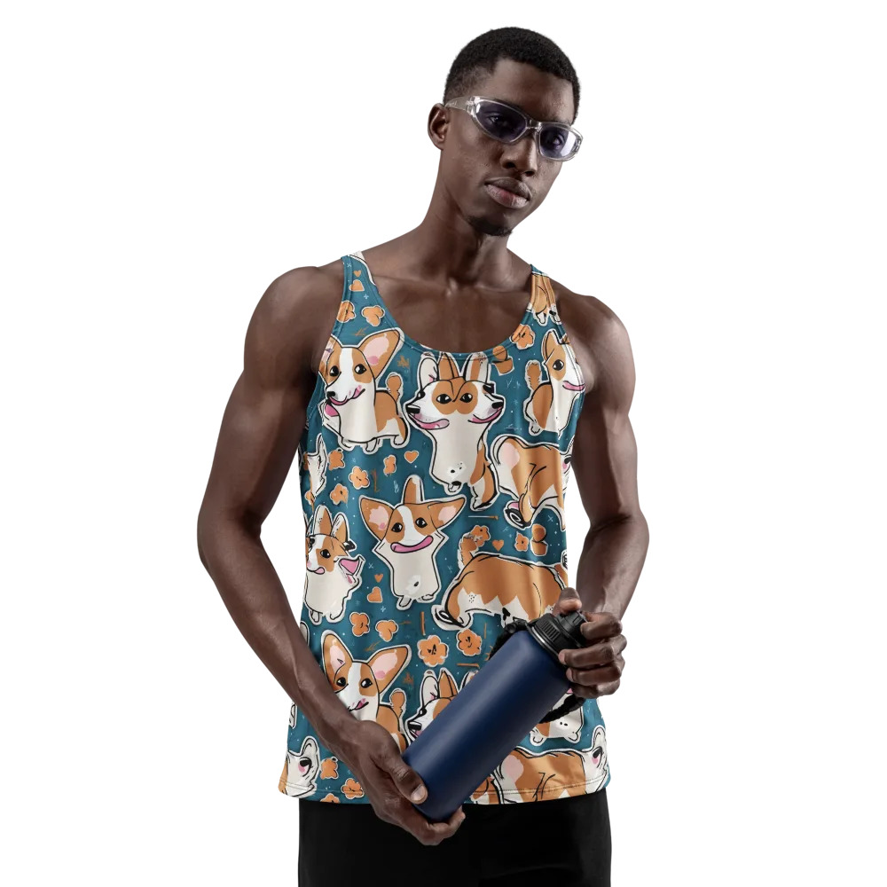 Corgi Confetti on Men's Tank Top — Front