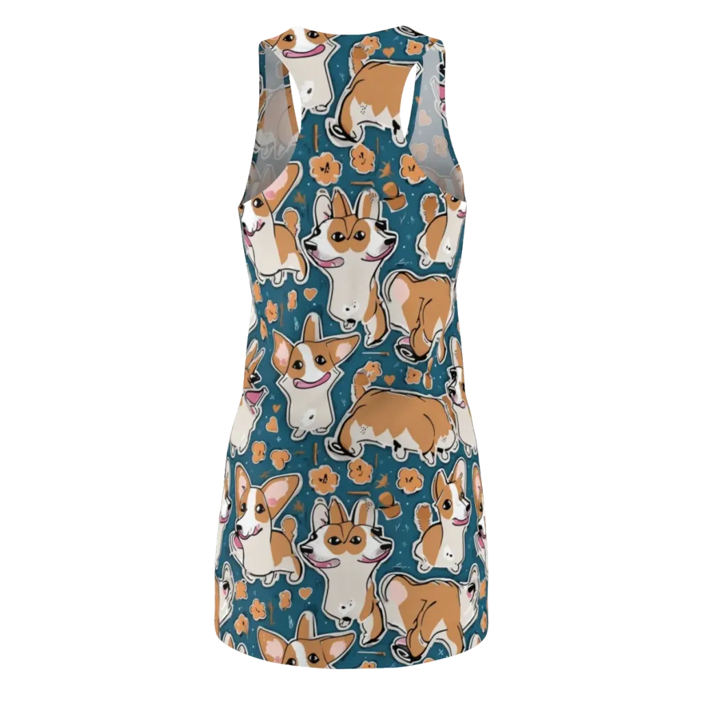 Corgi Confetti on Racerback Dress — Back