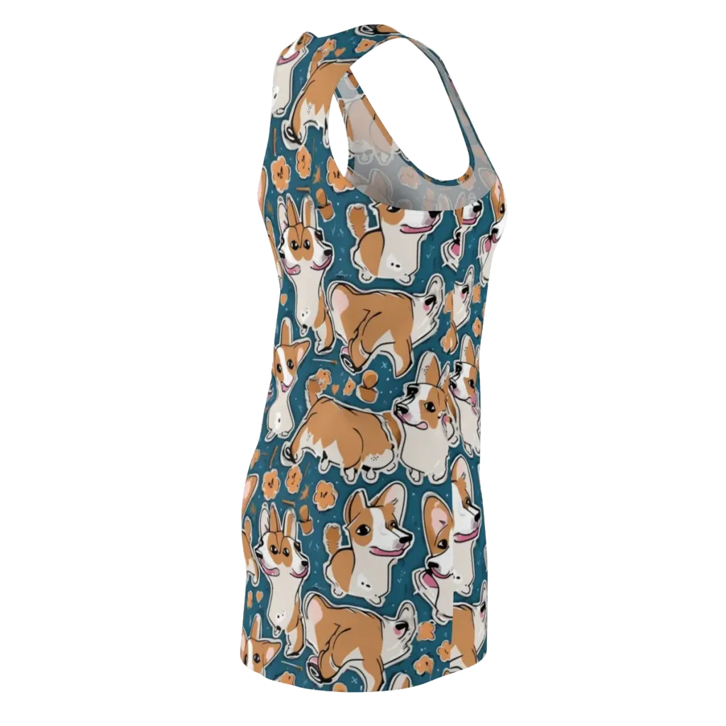 Corgi Confetti on Racerback Dress — Back Side
