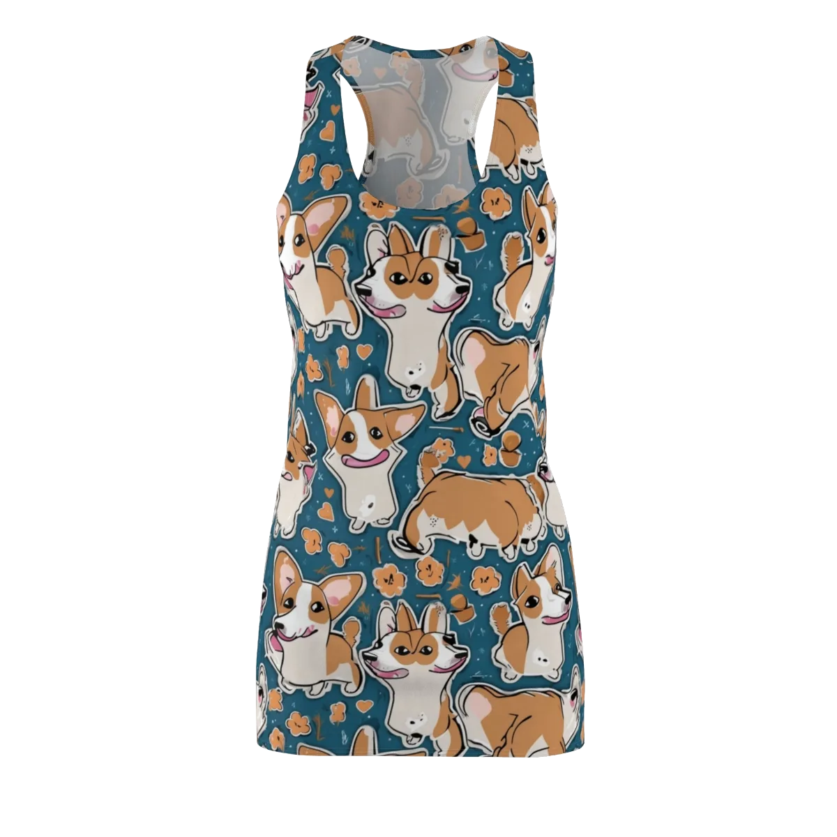 Corgi Confetti on Racerback Dress — Front