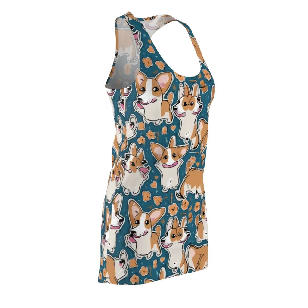 Corgi Confetti on Racerback Dress — Front Side