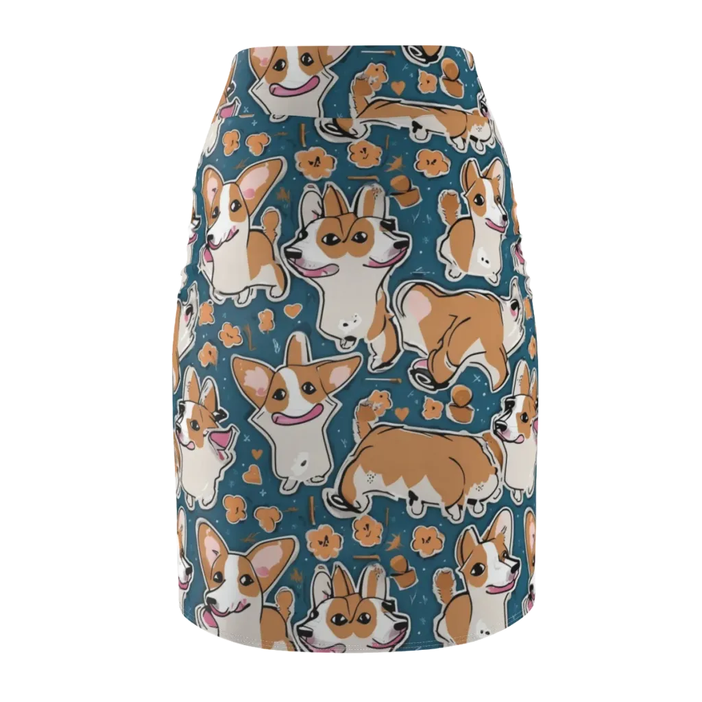 Corgi Confetti on Pencil Skirt — Back