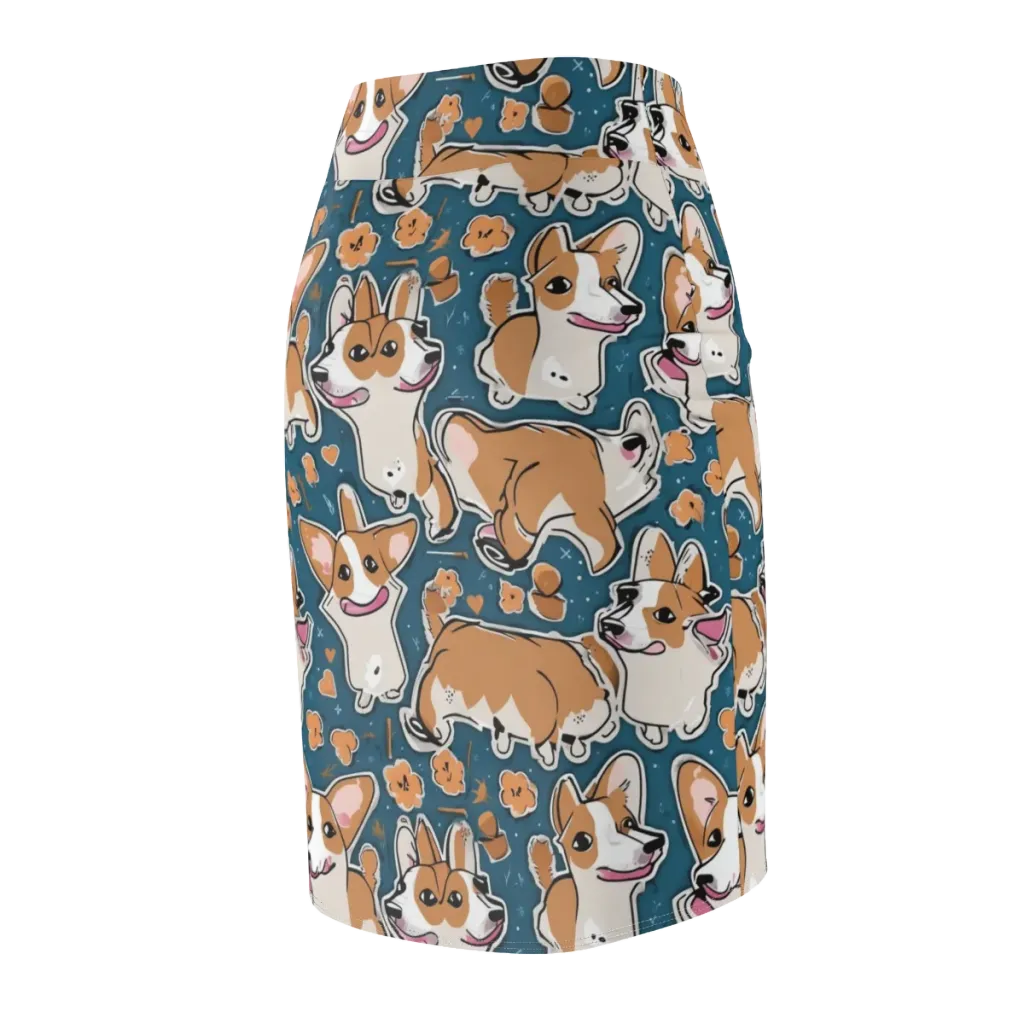 Corgi Confetti on Pencil Skirt — Back Side