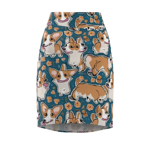 Corgi Confetti on a Pencil Skirt